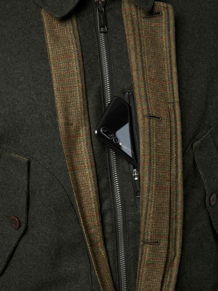 Burley Chevalite Wool Coat Men Dark Green Melange, view: 6