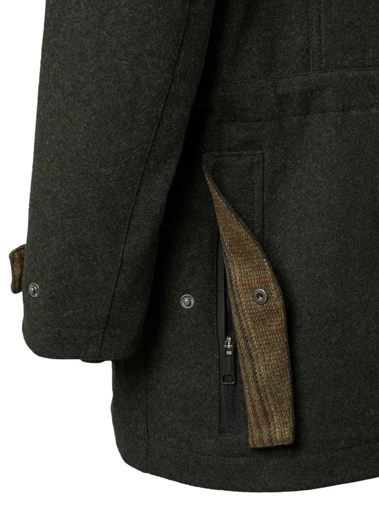 Burley Chevalite Wool Coat Men Dark Green Melange, view: 3