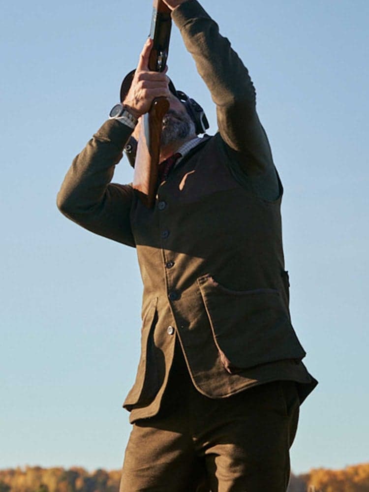 Preston Moleskin Shooting Vest Men Forest Green, view: 1