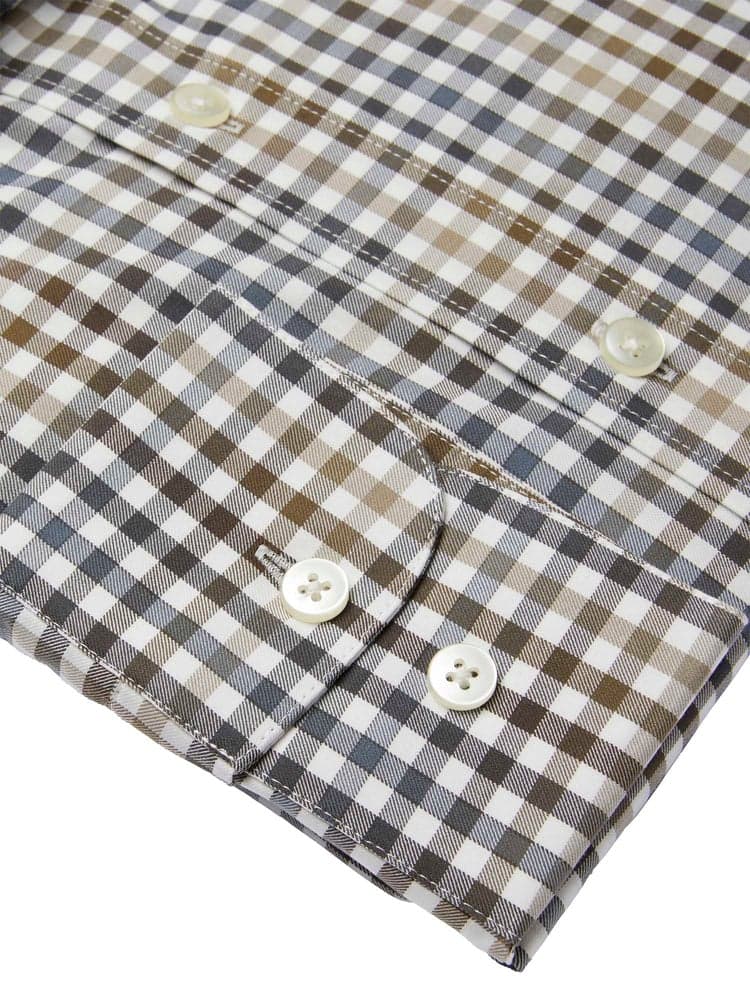 Belmont Regular Fit Shirt Men Leather Brown Checked, view: 4