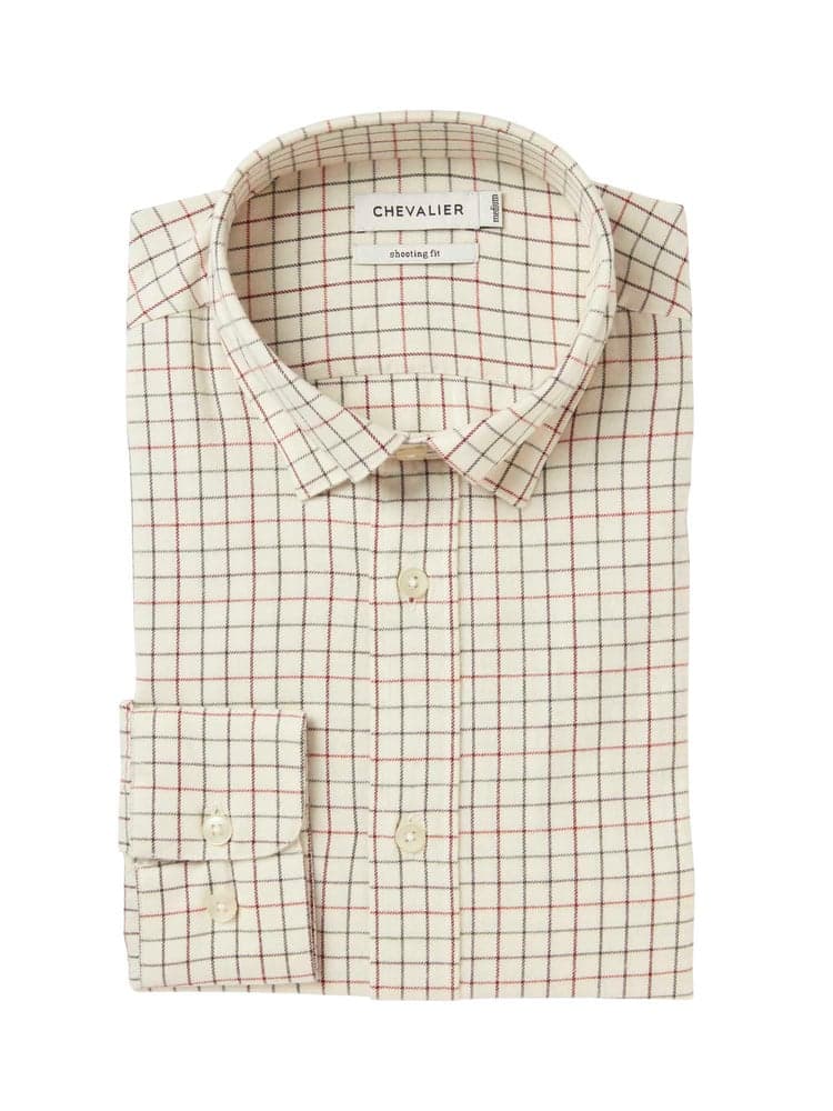 Redway Shooting Fit Wool Shirt Men Dark Red Tattersall, view: 1