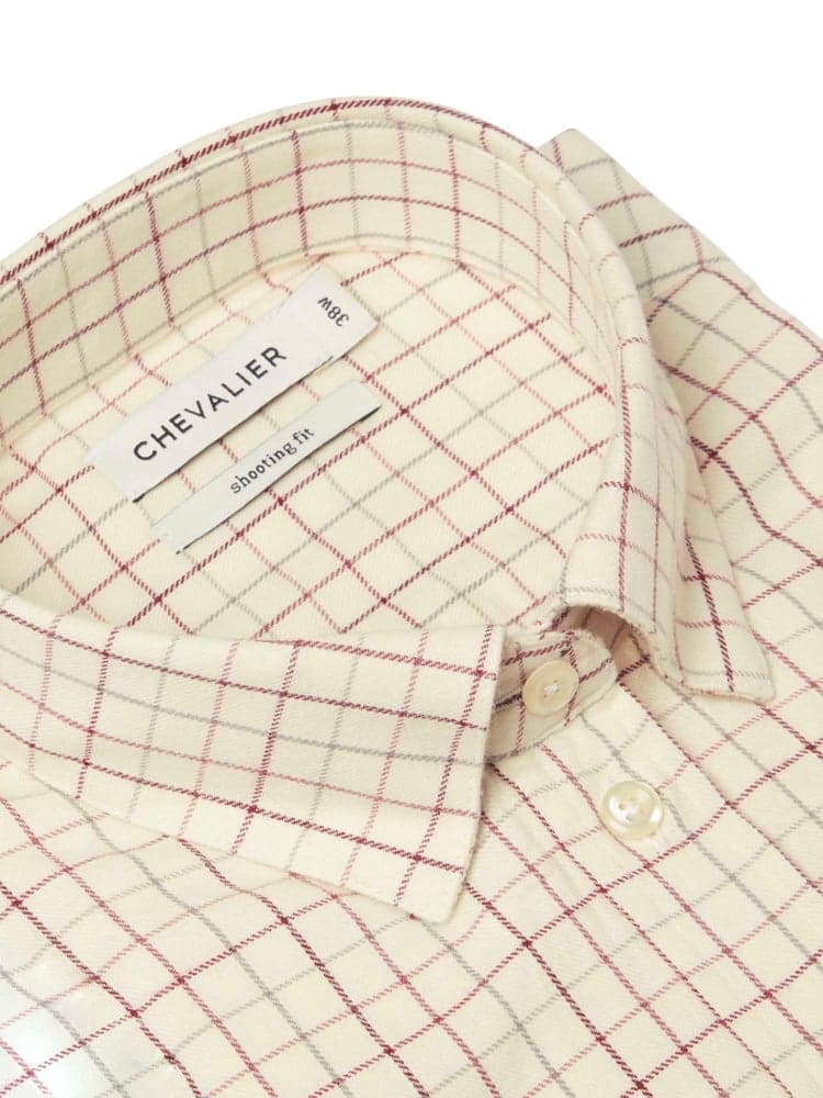 Dollis Shooting Fit Wool Shirt Women Cherry Red Tattersall, view: 2