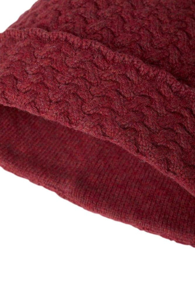 Shandy Cable Knit Wool Beanie Cherry Red, view: 1