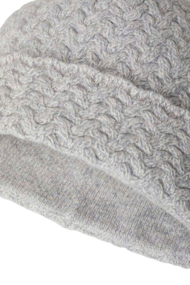 Shandy Cable Knit Wool Beanie Light Grey Melange, view: 1
