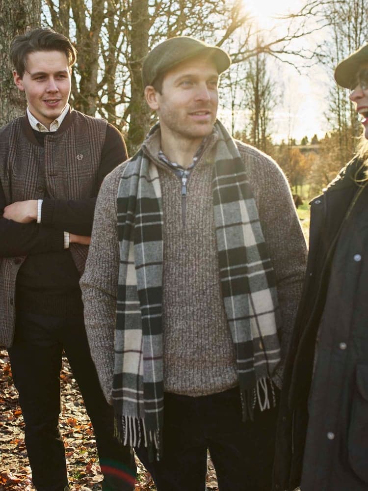 Groby Half Zip Wool Pullover Men Saddle Brown Neps, view: 1