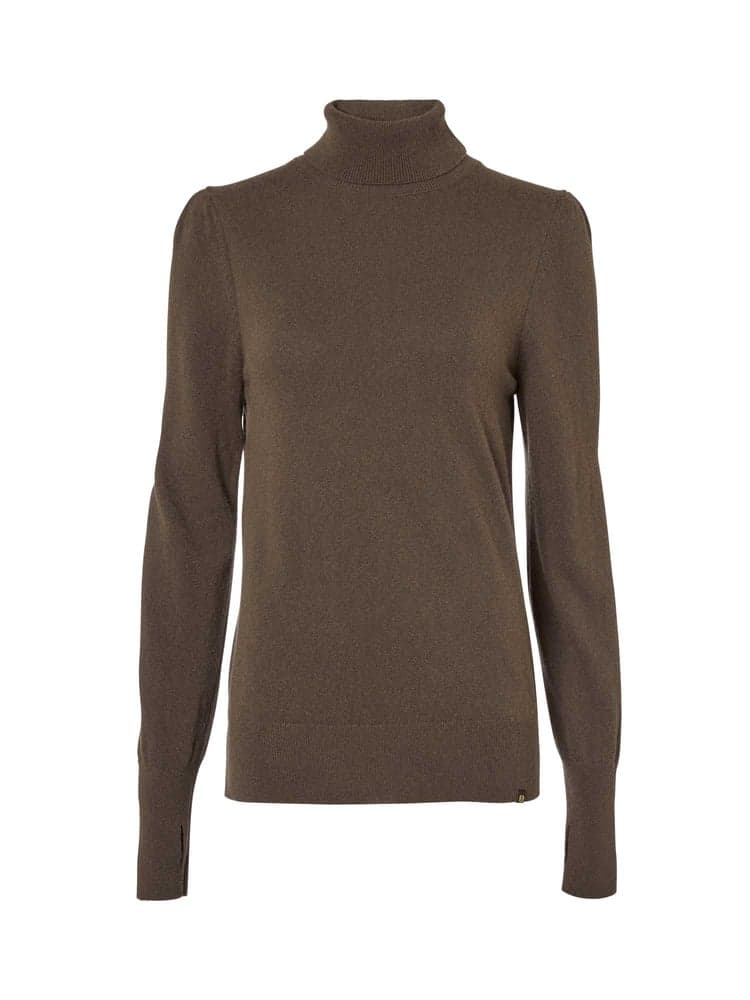 Agnes Rollneck Wool Pullover Women Leather Brown Melange, view: 1