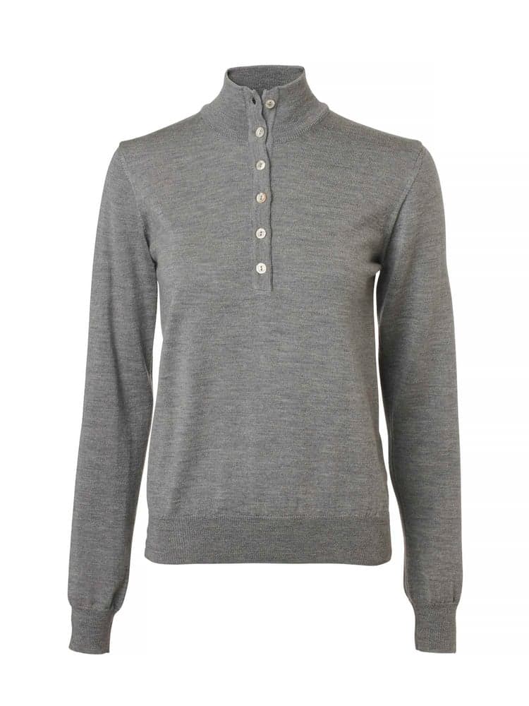 Blaise Buttoned Merino Pullover Women Smoked Grey, view: 3
