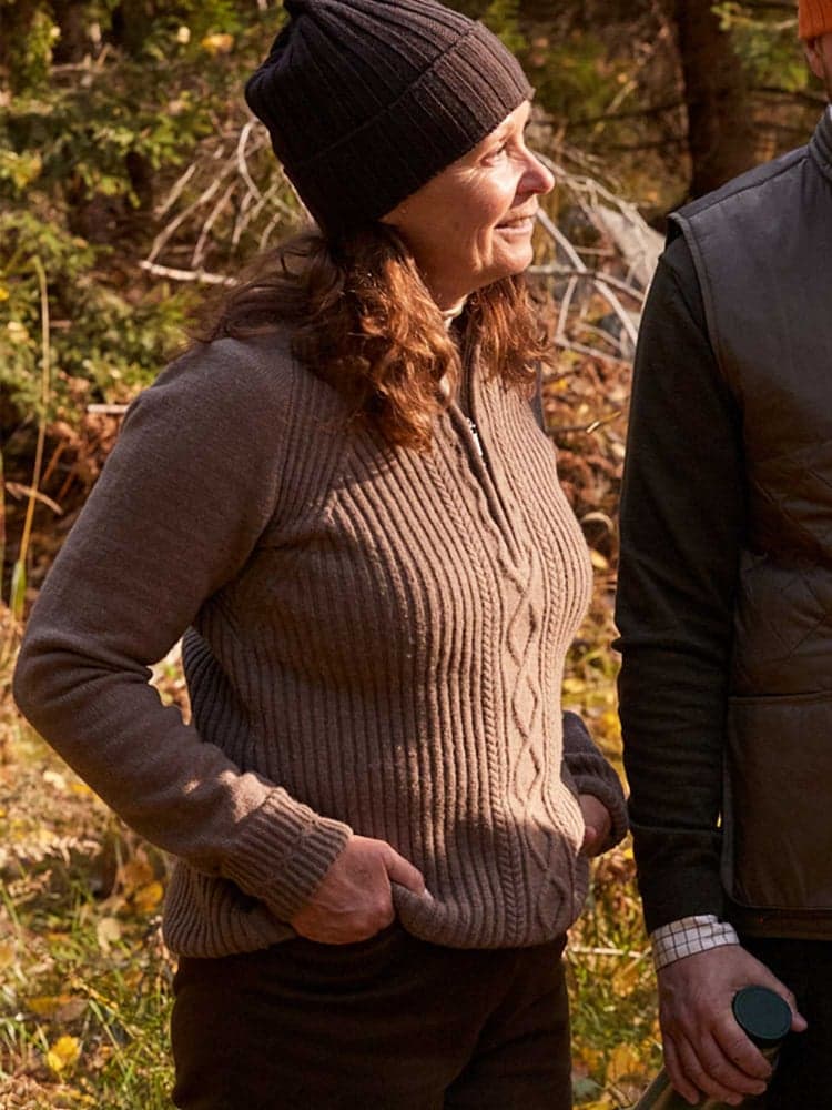 Stella Half Zip Wool Pullover Women Saddle Brown, view: 1